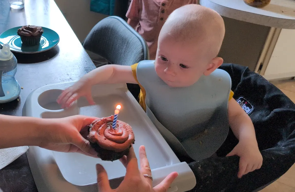 Gilbert blows his first candle